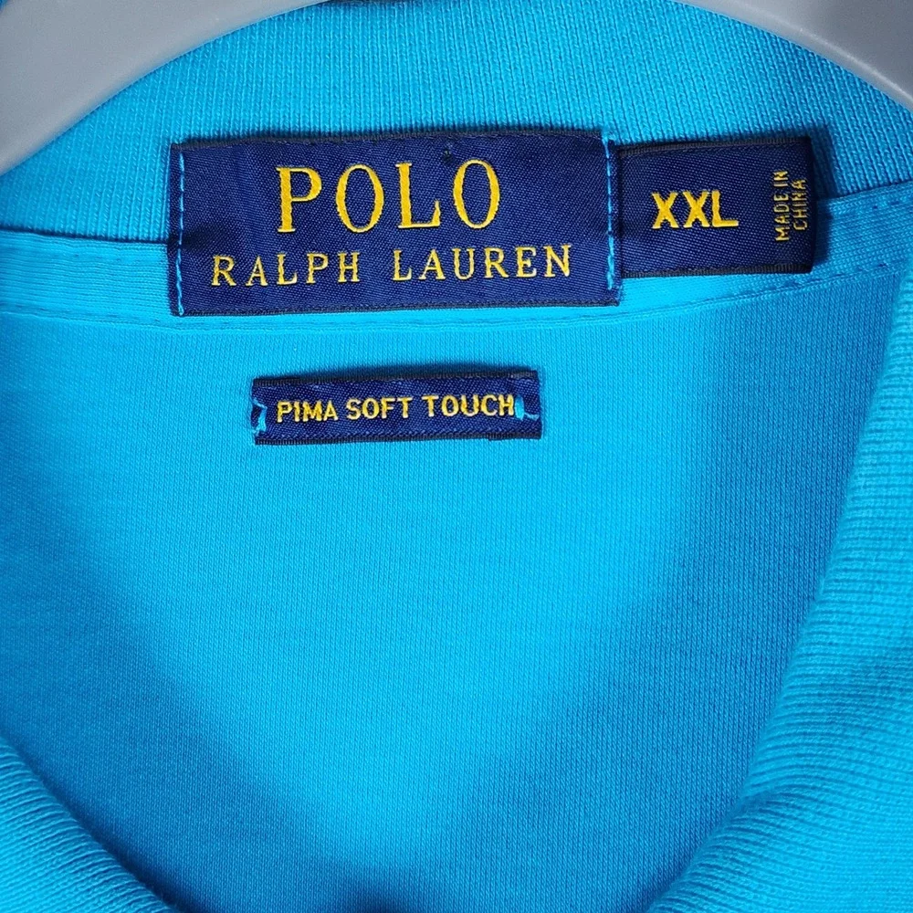 Polo Ralph Lauren Polo Shirt Mens XXL Blue Pima Soft Touch Flesh Pony Excellent
